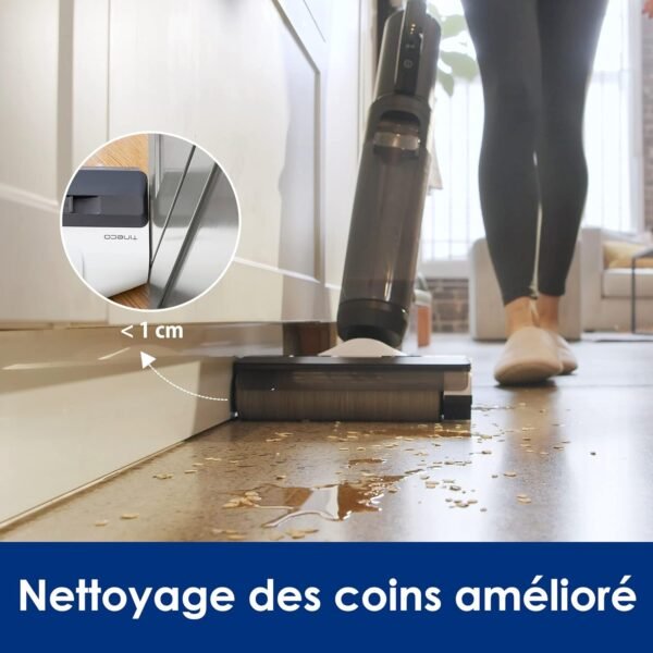 Tineco Floor One S5 Combo Aspirateur et Laveur Sec et Humide sans Fil Intelligent, Parfait pour Les Saletés Collantes et Les Poils d'animaux, Léger, Ultra-Silencieux, Écran Intelligent