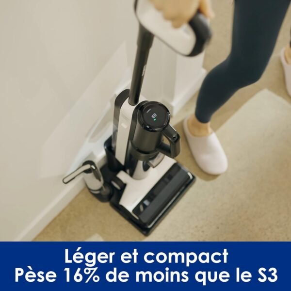 Tineco Floor One S5 Combo Aspirateur et Laveur Sec et Humide sans Fil Intelligent, Parfait pour Les Saletés Collantes et Les Poils d'animaux, Léger, Ultra-Silencieux, Écran Intelligent