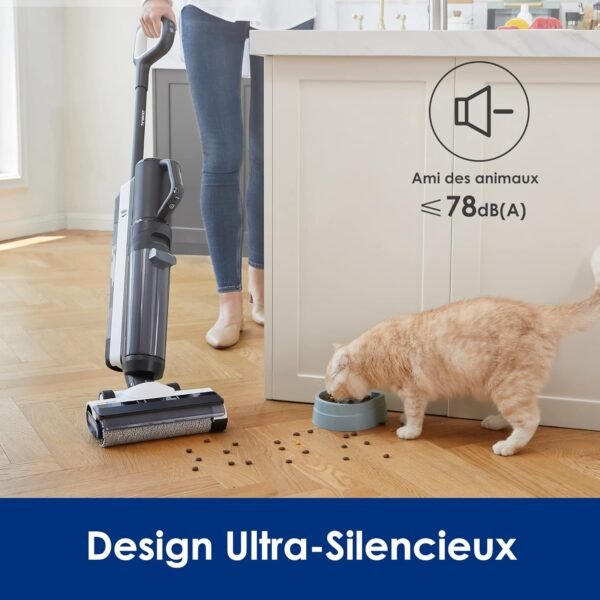Tineco Floor One S5 Combo Aspirateur et Laveur Sec et Humide sans Fil Intelligent, Parfait pour Les Saletés Collantes et Les Poils d'animaux, Léger, Ultra-Silencieux, Écran Intelligent