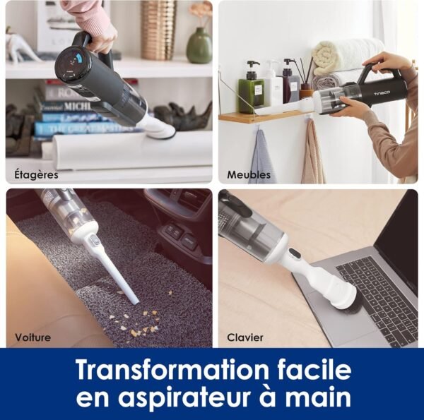 Tineco Floor One S5 Combo Aspirateur et Laveur Sec et Humide sans Fil Intelligent, Parfait pour Les Saletés Collantes et Les Poils d'animaux, Léger, Ultra-Silencieux, Écran Intelligent