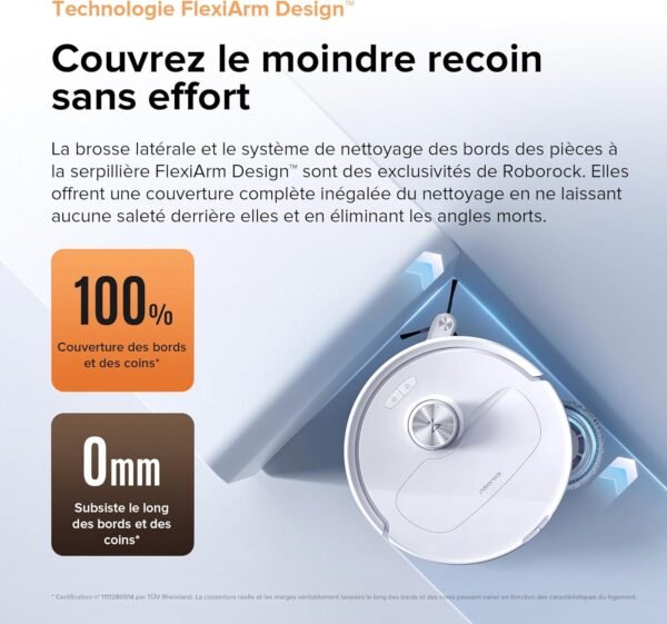 roborock Qrevo Master Aspirateur Robot avec FlexiArm Brosse & Serpillière pour Couverture des Coins