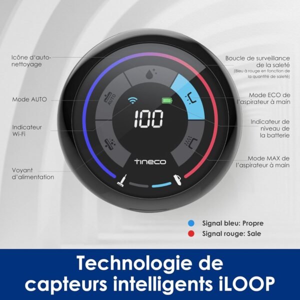 Tineco Floor One S5 Combo Aspirateur et Laveur Sec et Humide sans Fil Intelligent, Parfait pour Les Saletés Collantes et Les Poils d'animaux, Léger, Ultra-Silencieux, Écran Intelligent
