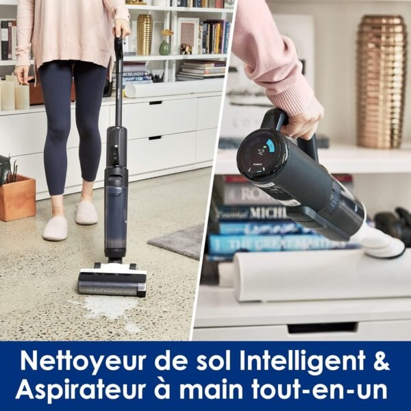 Tineco Floor One S5 Combo Aspirateur et Laveur Sec et Humide sans Fil Intelligent, Parfait pour Les Saletés Collantes et Les Poils d'animaux, Léger, Ultra-Silencieux, Écran Intelligent