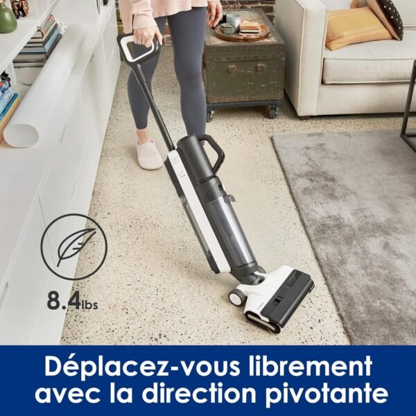 Tineco Floor One S5 Combo Aspirateur et Laveur Sec et Humide sans Fil Intelligent, Parfait pour Les Saletés Collantes et Les Poils d'animaux, Léger, Ultra-Silencieux, Écran Intelligent
