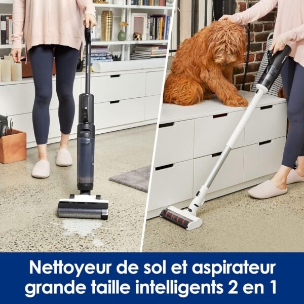 Tineco Floor One S5 Combo Power KIT Aspirateur Eau et Poussière à Main intelligents sans Fil 3 en 1, idéal pour Les saletés collantes et Les Poils d'animaux sur Sol Dur, léger