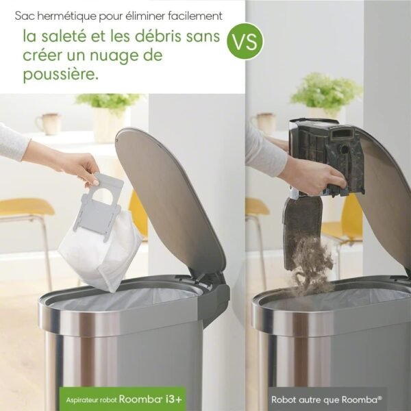 IRobot Roomba i3+ (i3554) - Aspirateur Robot connecté WiFi - Cartographie Intelligente - Nettoyage par pièce avec système d'autovidage - 2 extracteurs en Caoutchouc multisurfaces - Idéal pour Animaux