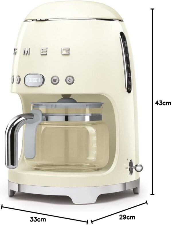 CAFETIERE SMEG A FILTER ANNEE 50 1050W/1.4 LT/10 TASSES/AFFICHEUR CREME DCF02CREU.