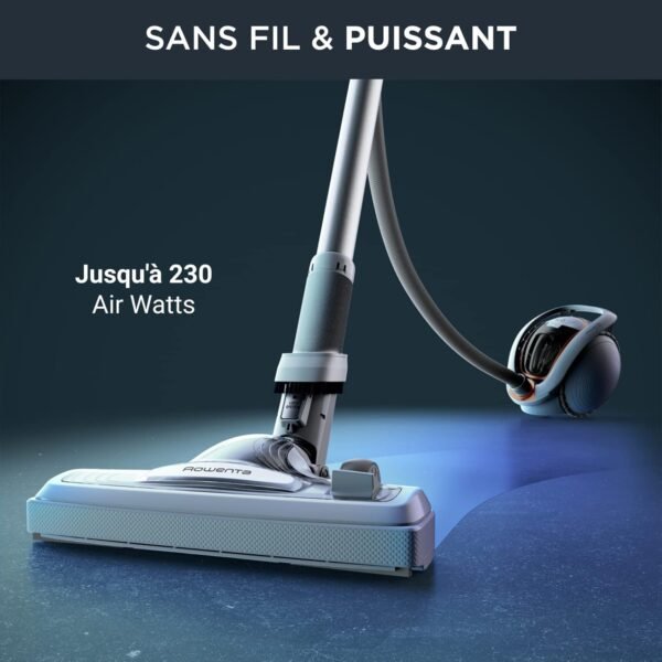 Rowenta Aspirateur sans fil, Silencieux, Léger, 230 AW, 2 batteries amovibles, Flex, X-Ô 160, Blanc IX7777EA