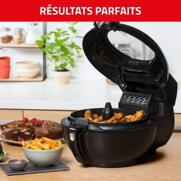 Seb Actifry Genius XXL Friteuse sans huile, Capacité 1,7 kg, Jusqu’à 8 personnes, 9 menus intelligents, Cuve amovible, Fabriqué en France, air fryer AH960800, Noir