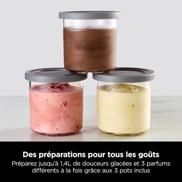 Ninja CREAMi machine à crème glacée et à desserts glacés, 7 programmes, pour faire de la crème glacée, gelato, sorbet, des bols à smoothie ou des milk-shakes,  1,4L, NC300EU