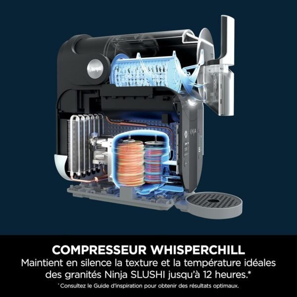 Ninja SLUSHi Machine à boissons glacées, granités, cocktails, frappés, milkshakes et jus glacés, sans glace ni préparation requises, Technologie WhisperChill, capacité 1,9 l, bleu et gris FS301EU