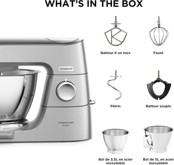 Kenwood Titanium Chef Baker Robot Patissier avec Balance Intégrée, Bol de Mélange de 5L et 3.5L, 1200W