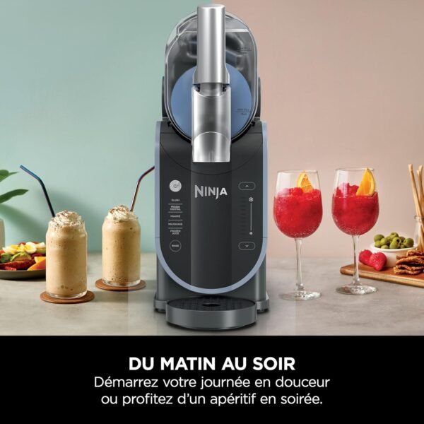 Ninja SLUSHi Machine à boissons glacées, granités, cocktails, frappés, milkshakes et jus glacés, sans glace ni préparation requises, Technologie WhisperChill, capacité 1,9 l, bleu et gris FS301EU