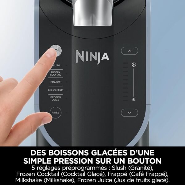Ninja SLUSHi Machine à boissons glacées, granités, cocktails, frappés, milkshakes et jus glacés, sans glace ni préparation requises, Technologie WhisperChill, capacité 1,9 l, bleu et gris FS301EU