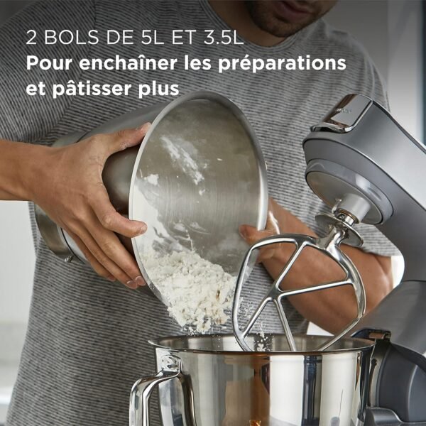 Kenwood Titanium Chef Baker Robot Patissier avec Balance Intégrée, Bol de Mélange de 5L et 3.5L, 1200W