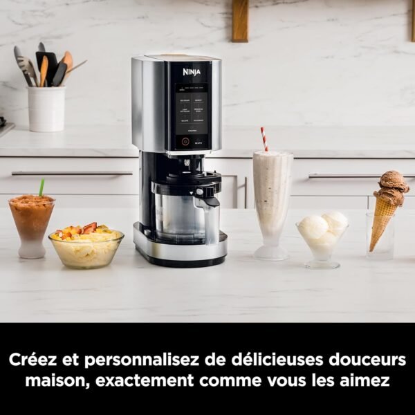 Ninja CREAMi machine à crème glacée et à desserts glacés, 7 programmes, pour faire de la crème glacée, gelato, sorbet, des bols à smoothie ou des milk-shakes,  1,4L, NC300EU