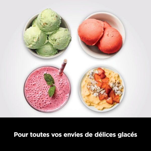 Ninja CREAMi machine à crème glacée et à desserts glacés, 7 programmes, pour faire de la crème glacée, gelato, sorbet, des bols à smoothie ou des milk-shakes,  1,4L, NC300EU