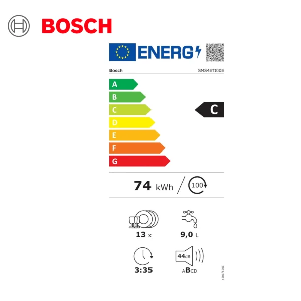 Bosch SMS4ETI00E- Série 4 - Lave-vaisselle pose-libre - 60 cm - 13 couverts - Silence Plus 44 dB - Acier inox