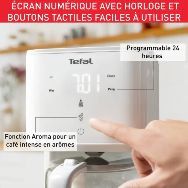 TEFAL Cafetière filtre SENSE Programmable, , écran numérique, 10-15 tasses, 1,25L, Auto-off 30 minutes CM693110