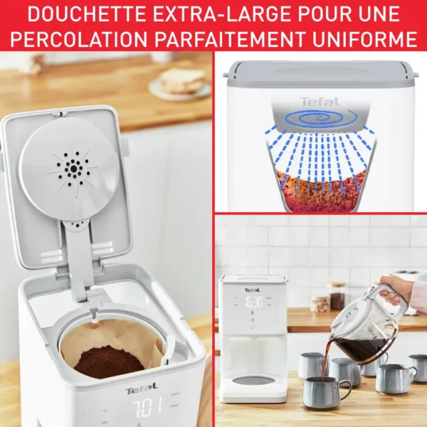TEFAL Cafetière filtre SENSE Programmable, , écran numérique, 10-15 tasses, 1,25L, Auto-off 30 minutes CM693110