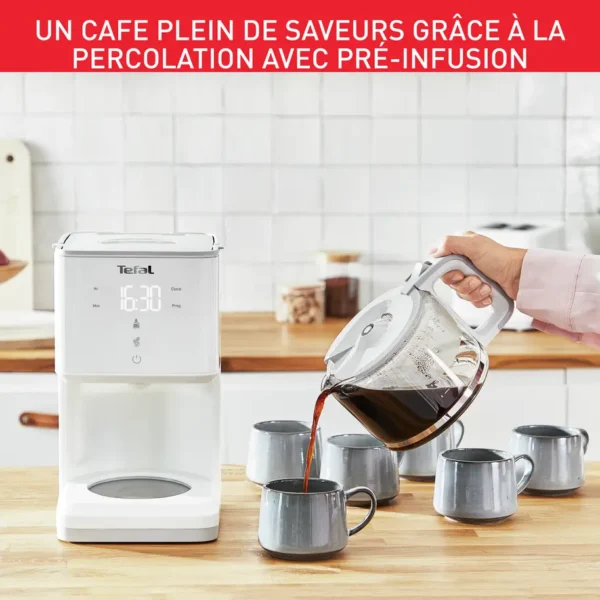 TEFAL Cafetière filtre SENSE Programmable, , écran numérique, 10-15 tasses, 1,25L, Auto-off 30 minutes CM693110