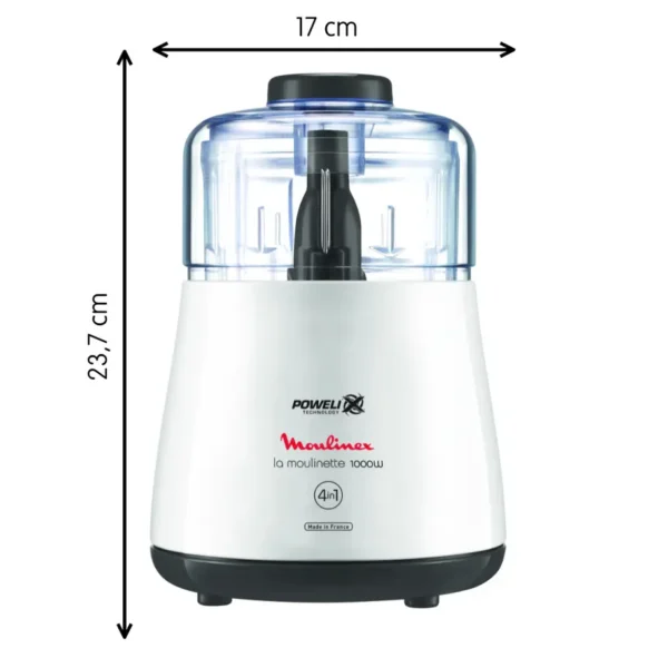 Moulinex DPA141 Hachoir Électrique La Moulinette Hacher Mixer Viande Légumes Herbes Ails & Découpe Légumes Electrique Fresh Express3 en 1 Râper Emincer Gratter Mandoline Légumes Fruits Fromage