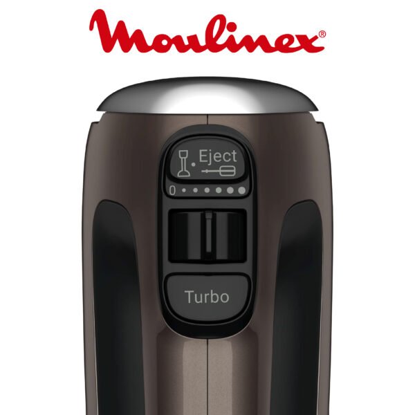 Moulinex Powermix Silence Batteur, 600 W, Technologie silencieuse, Variateur de vitesse, Fonction turbo, 2 fouets, 2 crochets pétrisseurs, Pied mixeur en acier inoxydable, Mini hachoir HM653910
