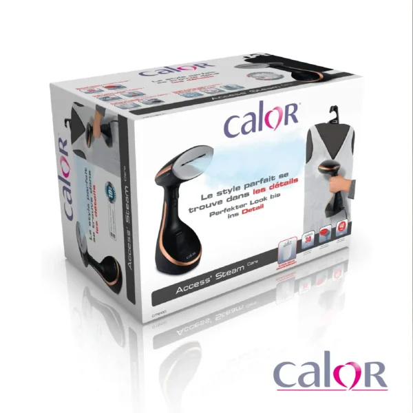 Calor Défroisseur à main Access Steam Care  Tête chauffante anguleuse   3niveaux de vapeur   Planche verticale DT9100C0, Noir / Cuivre