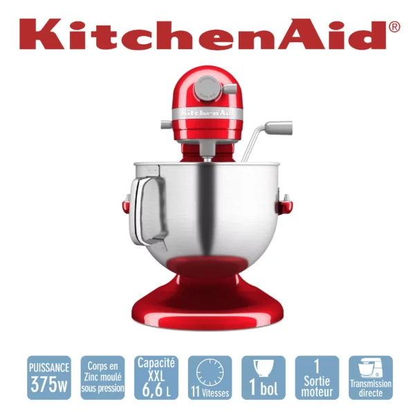 KITCHENAID ROBOT PÂTISSIER À BOL RELEVABLE 6,6 L - ARTISAN - Pomme d'amour