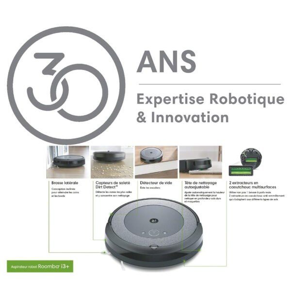 IRobot Roomba i3+ (i3554) - Aspirateur Robot connecté WiFi - Cartographie Intelligente - Nettoyage par pièce avec système d'autovidage - 2 extracteurs en Caoutchouc multisurfaces - Idéal pour Animaux