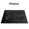 Whirlpool Tables de Cuisson 4 Feux Gaz Verre Trempé Fonte Largeur 59 Cm GOR 616/MR