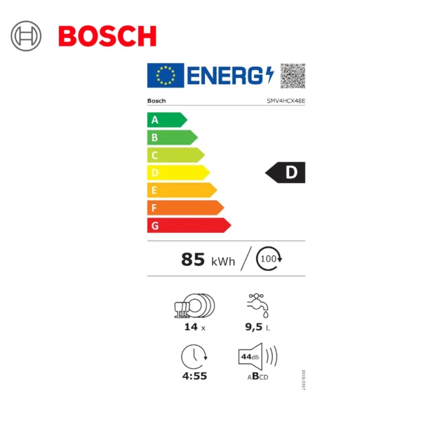 Bosch SMV4HCX48E - Série 4, Lave-vaisselle encastrable - 60cm - Home Connect - 14 couverts - Moteur EcoSilence