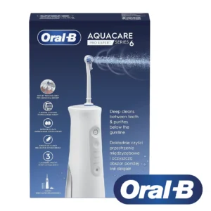 Oral-B AquaCare Pro-Expert Série 6 Hydropulseur avec technologie Oxyjet, 3 embouts, 2 types de jets d’eau, Blanc