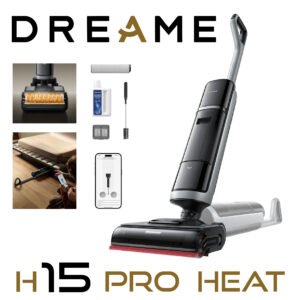 DREAME H15 Pro Heat Aspirateur Laveur, Nettoyage des sols à 85°C, bras robotisé IA GapFree, capteur RVB intelligent, 22 000Pa, 0 nœuds, lavage brosse à 100°C,séchage en 5 min à 90°C,contrôle par appli