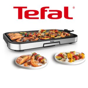 Tefal CB631D Giant Plancha Grill 12 personnes, Surface grillagée XXL Revêtement antiadhésif, Thermostat réglable, sans huile, cuisine saine, facile à nettoyer, 2300 W,Acier inoxydable