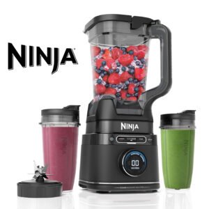 Ninja Detect Power Blender Pro & Single Serve 2-en-1, mixeur 1200W avec récipient 2L, 2 gobelets individuels, mixeur pour smoothies et boissons glacées, hachage de légumes, noir, TB301EU