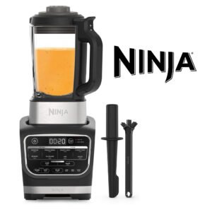 Ninja Foodi Blender Chauffant, 1000W, Capacité 1,7L, 10 Programmes Automatiques, Soupe, Velouté, Compote, Confiture, Smoothie, Brosse et Programme de Nettoyage, Noir HB150EU