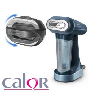 Calor Pure Force 3en1, Défroisseur à main et fer à repasser, Utilisation verticale/horizontale, Nettoie, 1800W, 35g/min, Prêt en 25s, DT8755C0, Bleu Métallisé