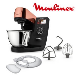 Moulinex Robot pâtissier connecté, Bol inox 5.5 L, Technologie brevetée, Ecran digital, 21 recettes programmées QA950810