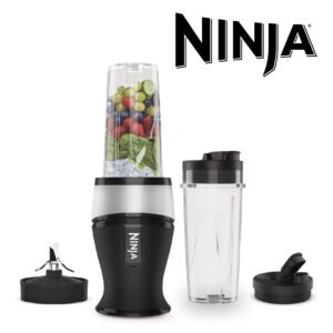 Ninja Mixeur Slim et Smoothie Maker, 2x 470ml gobelets avec couvercles à bec 700W  QB3001EUS