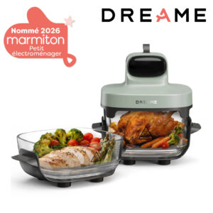 DREAME Tasti Friteuse à Air en Verre Portable 5 en 1, 2 Récipients (2,5 L + 4,5 L), Verre